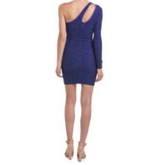 BCBGeneration NWT One Shoulder Long Sleeve Mini Bodycon Party Dress Blue Size XS - Picture 2 of 10